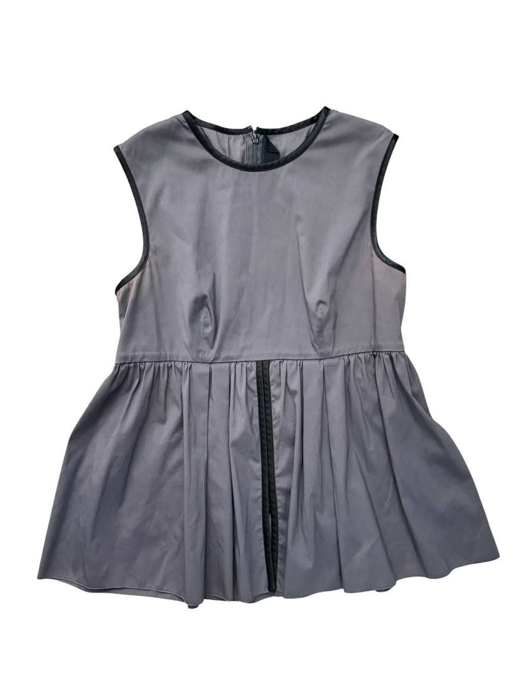 Prada Gray Peplum Sleeveless Blouse Top Size 40 Italy - Picture 3 of 11